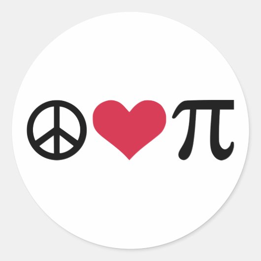 Vrede, liefde en pi ronde sticker (Voorkant)