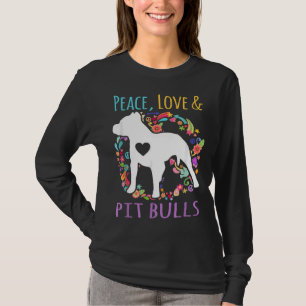 Vrede Liefde En Pit Bulls Grappige Hond Liefhebber T-shirt