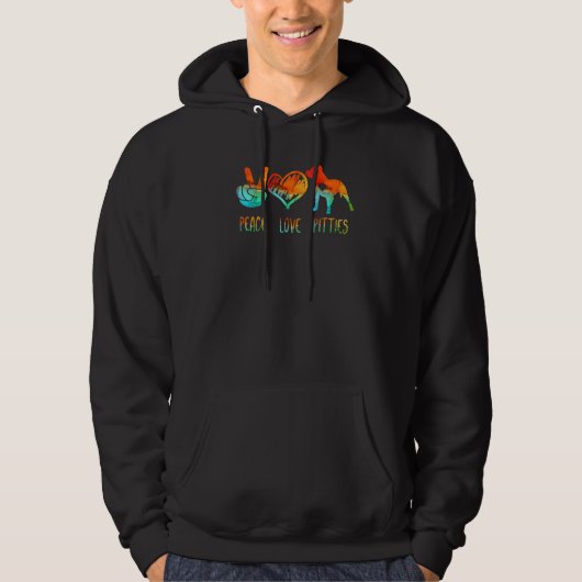 vrede liefde en Pitties Pitbull Hoodie (Voorkant)