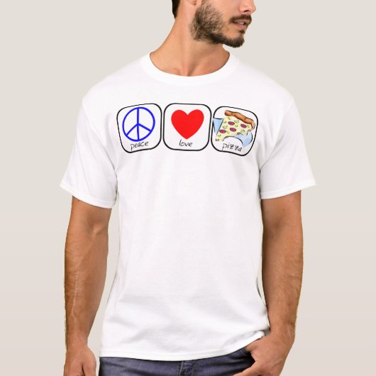 Vrede, liefde en Pizza T-shirt (Voorkant)