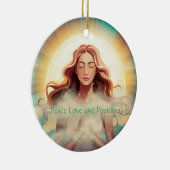Vrede Liefde en Positiviteit Keramisch Ornament (Rechts)