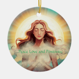 Vrede Liefde en Positiviteit Keramisch Ornament