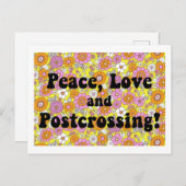Vrede, liefde en postcrossing! Groovy Briefkaart (Voorkant / Achterkant)