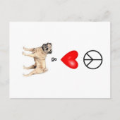 Vrede, liefde en pug briefkaart (Voorkant)