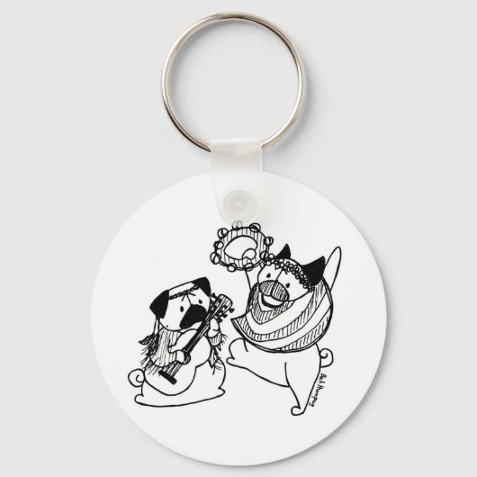 Vrede, liefde en pugs sleutelhanger (Voorkant)