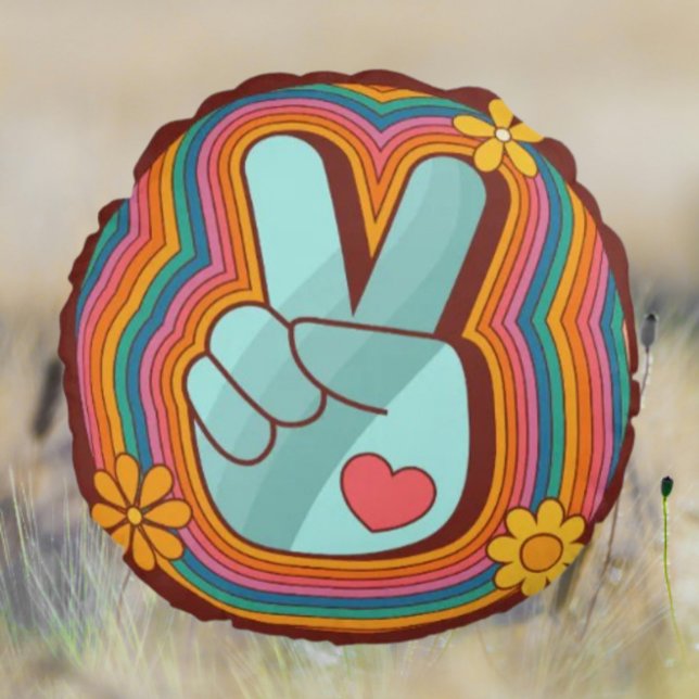 Vrede, Liefde en Regenbogen Rond Kussen (Creator heeft geüpload)