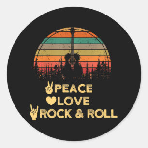 Vrede Liefde en Rock N Roll Ronde Sticker