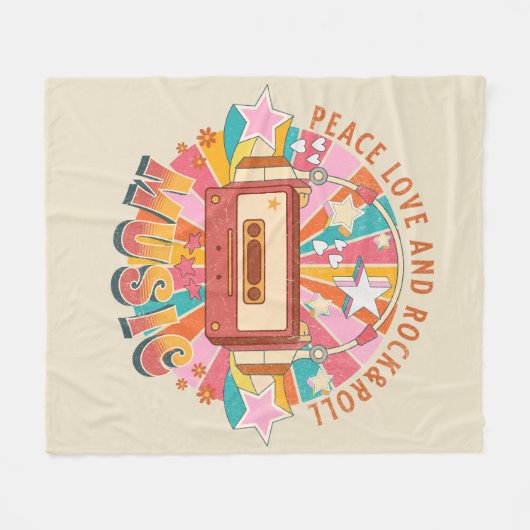 Vrede liefde en rock & roll fleece deken (Voorkant (Horizontaal))