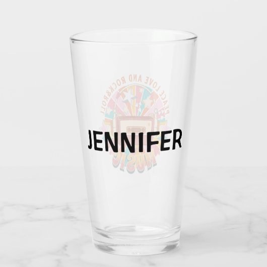 Vrede liefde en rock & roll glas (Achterkant)