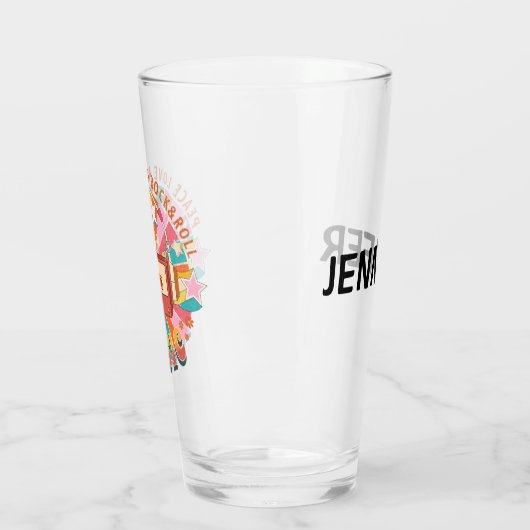 Vrede liefde en rock & roll glas (Links)