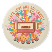 Vrede liefde en rock & roll keramische knop (Voorkant)