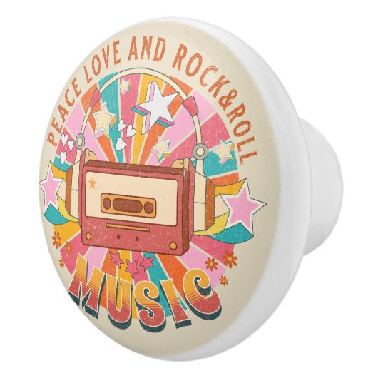 Vrede liefde en rock & roll keramische knop (Rechts)