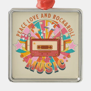 Vrede liefde en rock & roll metalen ornament