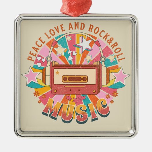 Vrede liefde en rock & roll metalen ornament (Voorkant)
