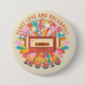 Vrede liefde en rock & roll ronde button 7,6 cm (Voorkant)