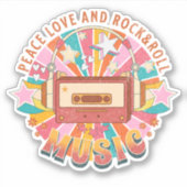 Vrede liefde en rock & roll sticker (Voorkant)