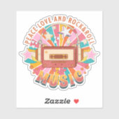 Vrede liefde en rock & roll sticker (Vel)