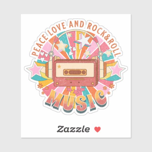 Vrede liefde en rock & roll sticker (Vel)