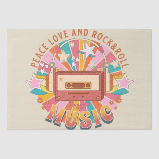 Vrede liefde en rock & roll tissuepapier (Voorkant)