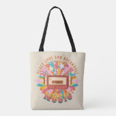 Vrede liefde en rock & roll tote bag (Achterkant)