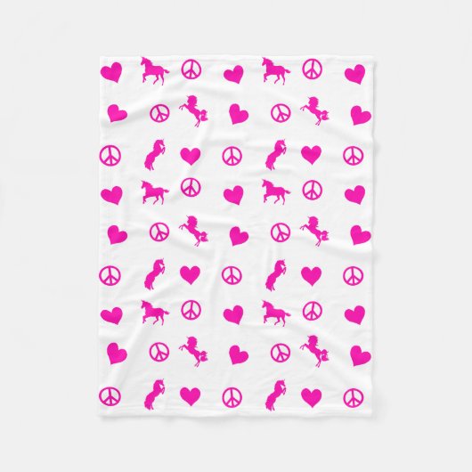 Vrede, liefde en roze Unicorns ook! Fleece Deken (Voorkant)