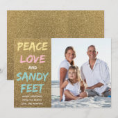 Vrede Liefde en Sandy Voeten Kerstkaart (Voorkant / Achterkant)