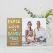 Vrede Liefde en Sandy Voeten Kerstkaart (Staand voorkant)