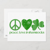 Vrede, liefde en sjamrocks briefkaart (Voorkant / Achterkant)