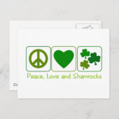 Vrede, liefde en sjamrocks briefkaart (Voorkant / Achterkant)