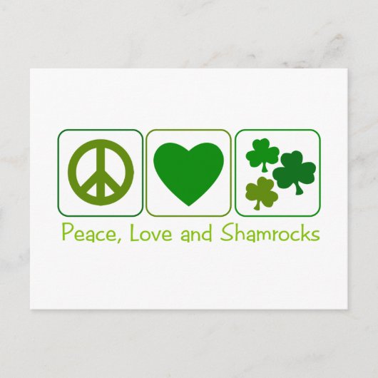 Vrede, liefde en sjamrocks briefkaart (Voorkant)