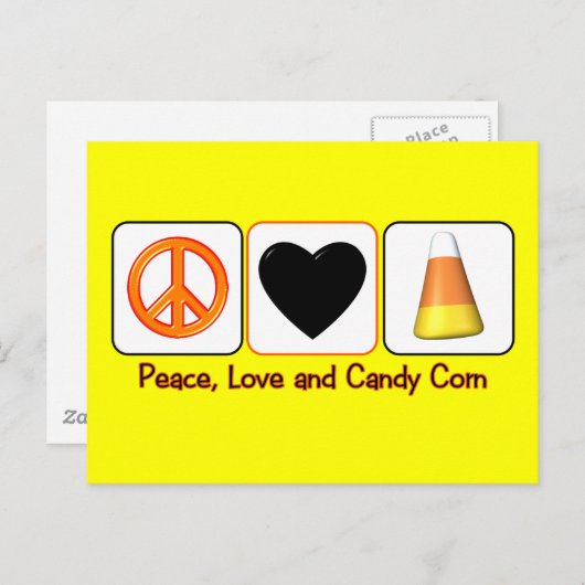 Vrede, liefde en snoepgoed briefkaart (Voorkant / Achterkant)