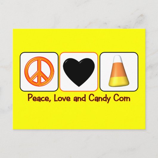 Vrede, liefde en snoepgoed briefkaart (Voorkant)