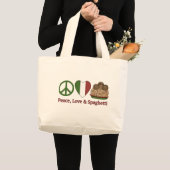Vrede, liefde en spaghetti grote tote bag (Voorkant (product))