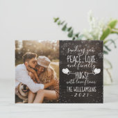 Vrede, liefde en tenslotte Hugs! | Kerstmis 2021 F Kaart (Staand voorkant)