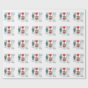 Vrede Liefde en Trans LGBTQ Transgender  Cadeaupapier