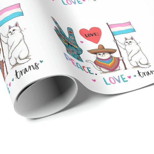 Vrede Liefde en Trans LGBTQ Transgender  Cadeaupapier (Rol Hoek)