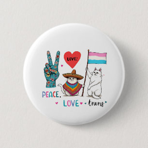 Vrede Liefde en Trans LGBTQ Transgender Ronde Button 5,7 Cm