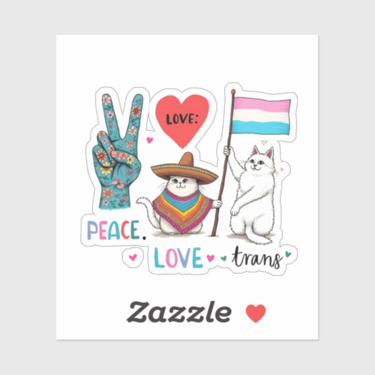 Vrede Liefde en Trans LGBTQ Transgender Sticker (Vel)
