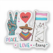 Vrede Liefde en Trans LGBTQ Transgender Sticker (Voorkant)