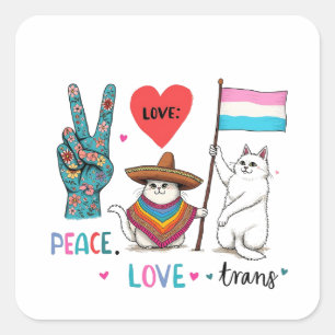 Vrede Liefde en Trans LGBTQ Transgender  Vierkante Sticker