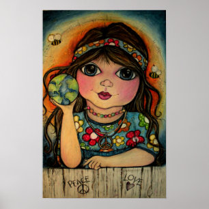 Vrede, liefde en ventilatorkracht poster