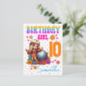 Vrede, Liefde en Verjaardagsvibes Hippie Meisje  Briefkaart (Staand voorkant)