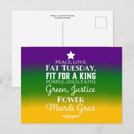 Vrede, Liefde en Vette Dinsdag Briefkaart (Voorkant / Achterkant)