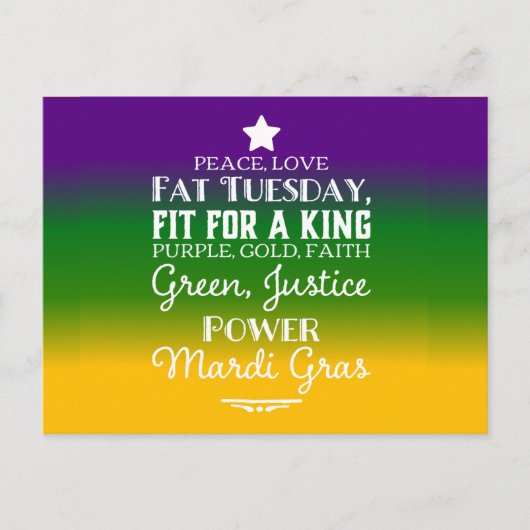 Vrede, Liefde en Vette Dinsdag Briefkaart (Voorkant)