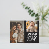 Vrede, liefde en vreugde - 2 foto's - zwart wit feestdagenkaart (Staand voorkant)