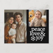 Vrede, liefde en vreugde - 2 foto's - zwart wit feestdagenkaart (Voorkant)