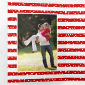 Vrede liefde en vreugde, bomen en rode versieringe drieluik wenskaart (Binnenzijde eerst)