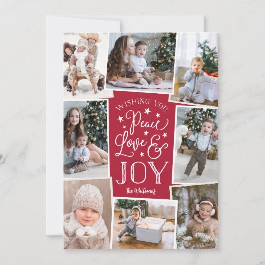 Vrede, liefde en vreugde | Collage voor meerdere f Feestdagenkaart (Voorkant)