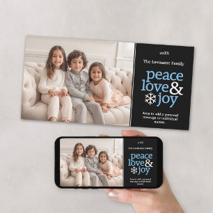 Vrede Liefde en Vreugde - Eenvoudige Kerst Foto Feestdagenkaart