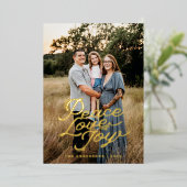 Vrede, Liefde en Vreugde Foto Kerstmis Kaart (Staand Voorkant)